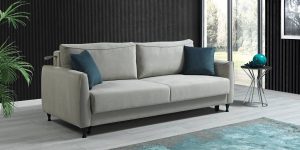 Canapea 3 locuri Frenze Ferremo, design modern, structura otel, extensibila, lada depozitare