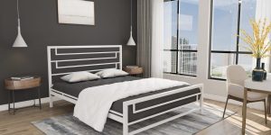 Pat metalic CAPELLA negru, cadru pat metalic rezistent ferremo, pat metalic 90x200 single, pat matrimonial metalic 180x200 robust