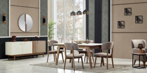 Scaun dining ergonomic LUNGO tapiterie premium showroom Otopeni