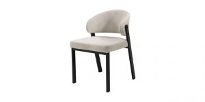 Scaun de sufragerie LISBON cu design modern, picioare metalice aurii și tapițerie premium, oferind un confort superior în showroom-ul Ferremo Otopeni.