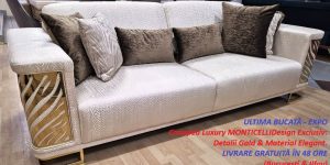 Textura material crem auriu si set 8 perne decorative canapea luxury MONTICELLI
