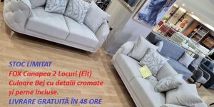 Canapea 2 locuri FOX Elt bej cu picioare cromate stoc limitat Ferremo Otopeni